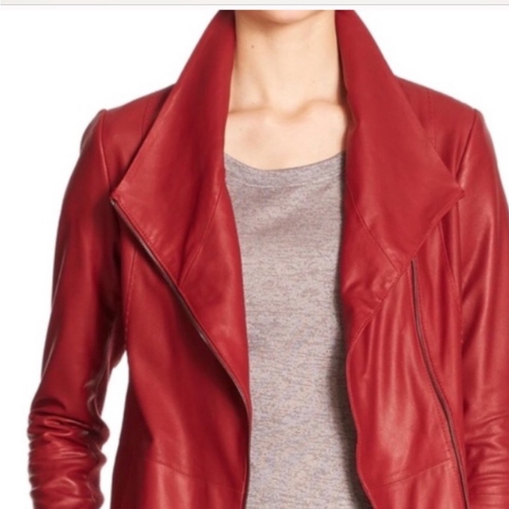 Vince navy and red leather scuba jackets